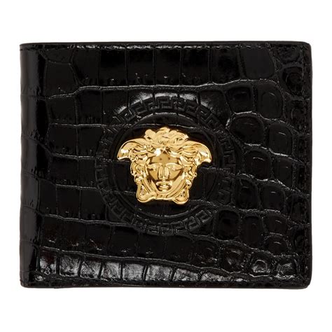 versace medusa embossed wallet|Versace: Black Croc.